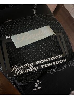 Bentley Pontoon License Plate Frame with Decals - Black & White